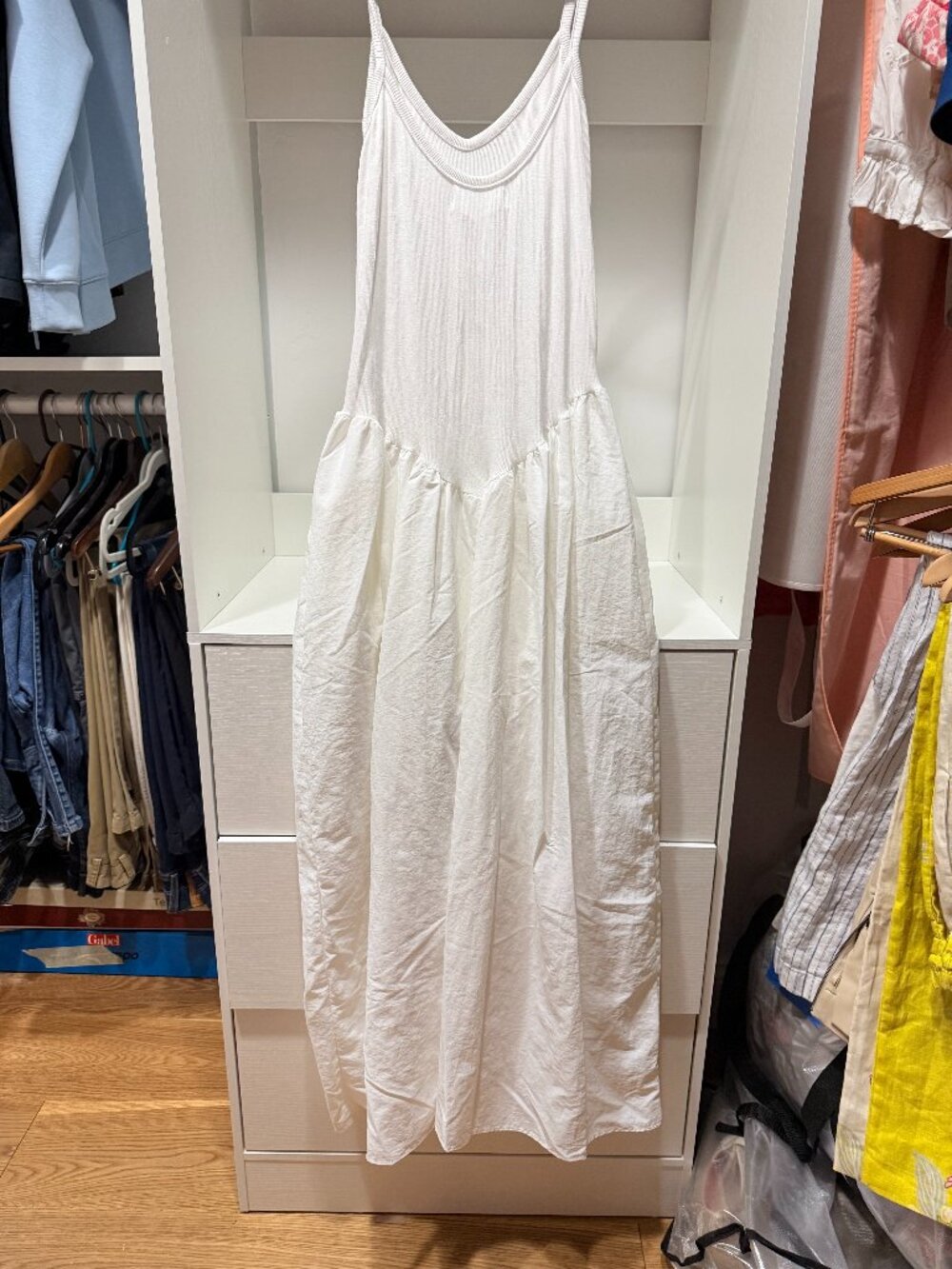 NWT 🤍 OAK + FORT White Drop Waist Maxi Dress 🤍  The ultimate minimalist dress